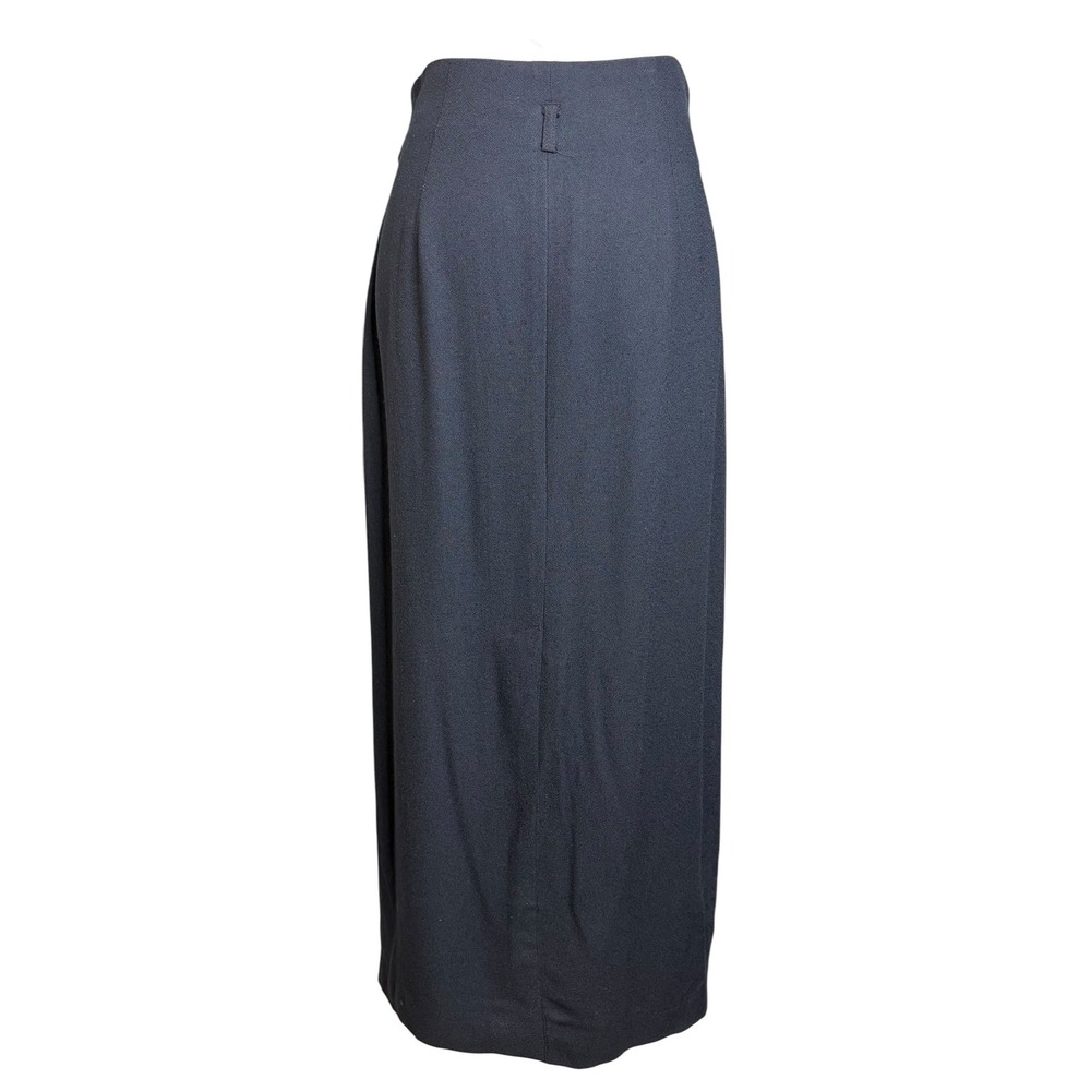 Vintage 90s Express Maxi Skirt M Navy High Waist Button Front Minimalist USA - Picture 3 of 7